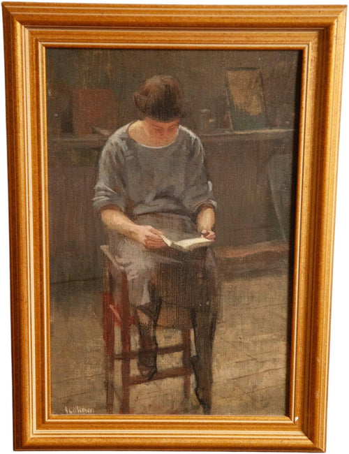 Coleman (Newlyn School), Girl Reading on a Chair-Space Eclectic