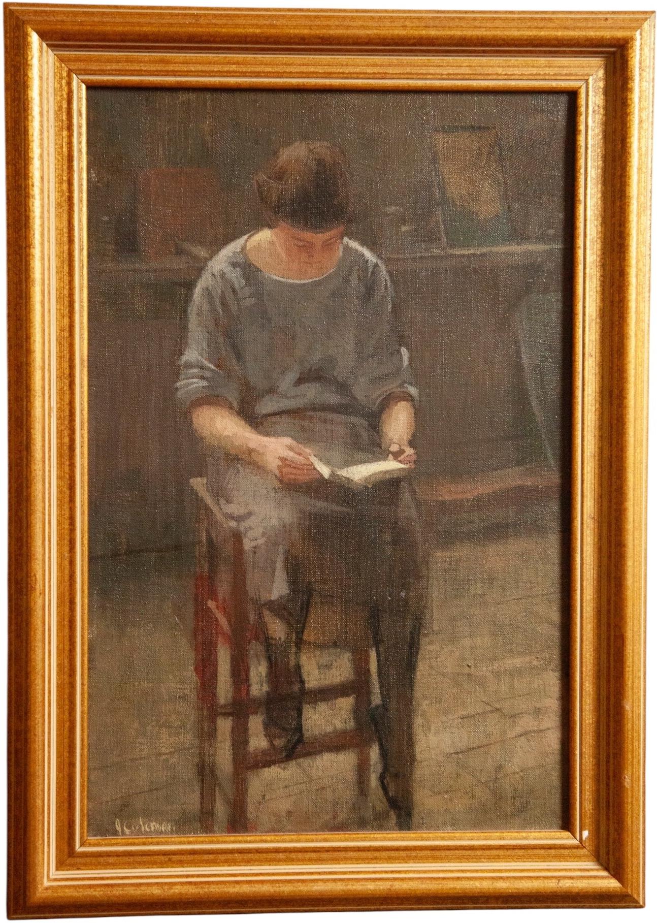 Coleman (Newlyn School), Girl Reading on a Chair-Space Eclectic