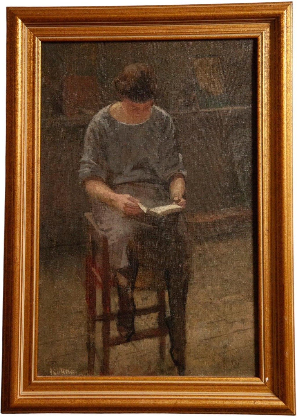 Coleman (Newlyn School), Girl Reading on a Chair-Space Eclectic