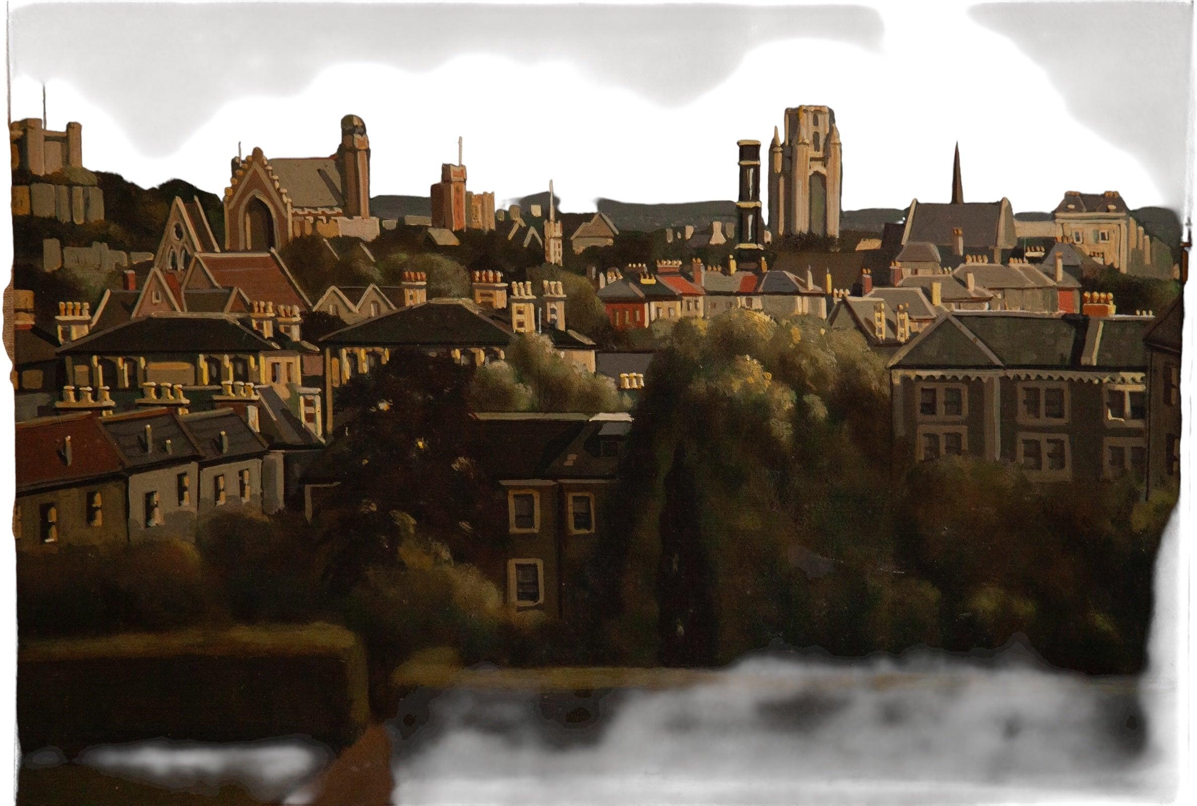 J Hartert, A view of Bristol University from Clifton Tennis Courts-Space Eclectic